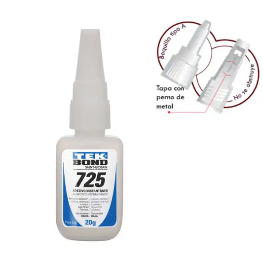 ADHESIVO INSTANTANEO TEKBOND 725 BAJA VISCOSIDAD BOQUILLA A 20GR