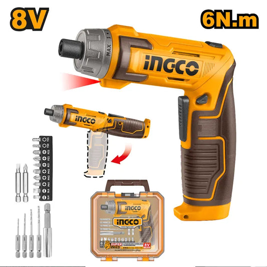 ATORNILLADOR INGCO INALAMBRICO +17 PIEZAS 1/4" 8V