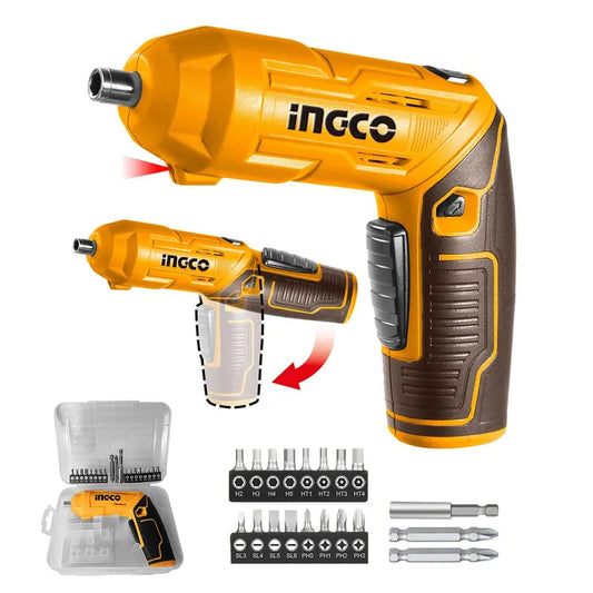 ATORNILLADOR INGCO INALAMBRICO +19 ACCESORIOS 1/4" 4V