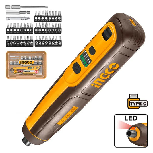 ATORNILLADOR INGCO INALAMBRICO +40 ACCESORIOS 1/4" 4V